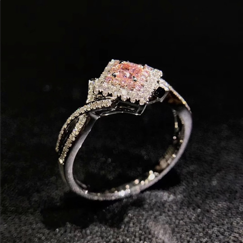 New 925 Silver Princess Square Sapphire Ring - Picture 2 of 6